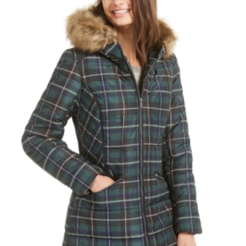 Celebrity Pink Juniors' Faux-Fur Hooded Puffer Coat Sz M